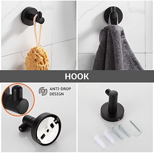 BGL Bathroom Hardware Set Matte Black 4-Pieces Bathroom Towel Rack 24 Inches Adjustable Bathroom Accessories Set - Image 6