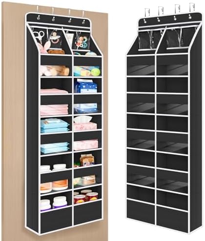 Univivi Upgraded Over the Door Organizer for Baby Nursery, Black, 6-Shelf by Univivi