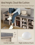 DINZI LVJ Shoe Storage Bench with Cushion, 31.5" Cubby Shoe Rack, 9 Cubbies - Image 5