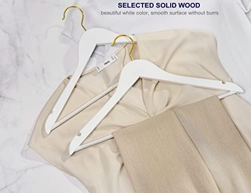 Amber Home 30 Pack White Wooden Coat Hangers with Gold Hook, Suit Hangers - Image 4