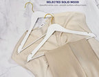 Amber Home 30 Pack White Wooden Coat Hangers with Gold Hook, Suit Hangers - Image 4