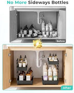 EVERIE Metal Pull Out Slide Shelf Organizer for Under Sink Organization in Kitchen, Bathroom, Counter, Cabinets, Minimum Available Space 13" Wide x 16.5" Deep (Black, 1 Set) - Image 2