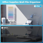 Marbrasse Wall File Holder 11-Tier Hanging Wall File Organizer, for Papers, Files Clipboard & Magazine Organizer, Wall Mount File Holder Great for Office Home (White) - Image 6