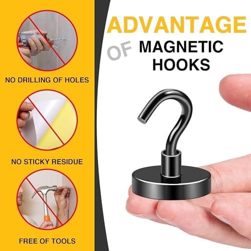 DIYMAG Magnetic Hooks,170lbs Heavy Duty Magnets with Hook Black 24 Pack - Image 5