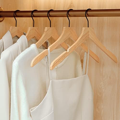 TOPIA HANGER Wooden Hangers 20 Pack, Rubber Wood Clothes Hangers with Rotatable Black Hook and Smooth Cut Nothces, Space Saving Hangers for Coats, Suits, Jackets, Sweaters, Dresses - CTS07N - Image 6