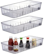 3 Pcs Refrigerator Drawer Organizer ,Fridge Organizer Bins on Wheels, Roll Out Pantry Storage Bins with Handle Upgrade Thick Plastic Pantry Storage Bins for Kitchen Organization by STARPIA