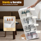 24-Pack Clear Plastic Shoe Boxes, Stackable Foldable Shoe Storage Containers with Lids for Closet Organization - Image 2