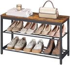 HOOBRO Shoe Bench, 3-Tier Narrow Entryway Bench with Seat, Shoe Rack by HOOBRO