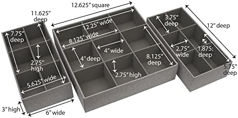 Household Essentials 3‑Piece Drawer Organizer Starter Set in Customizable Inserts of Large and Small Trays, Beige - Image 3