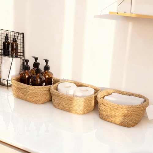 Kingwillow Square Seagrass Baskets for Organizing, Set of 3 - Image 6