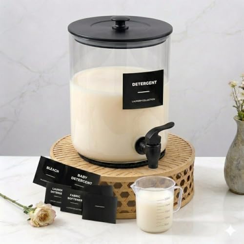 Glass Laundry Detergent Dispenser for Laundry Room Organization-Black by Unknown