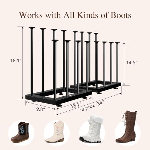 Boot Rack,Metal Free Standing Boot Storage Organizer, 8 Pairs,Black - Image 3