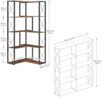 HOOBRO Corner Bookshelf, 5-Tier Industrial Corner Bookcase, Open Display Storage Rack, Vertical or L-Shaped, for Office, Living Room, Bedroom, Rustic Brown and Black BF66SJ01 - Image 3