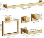 5-Piece Brushed Gold Bathroom Accessories Set 23.6 Inch Towel Bar Set. - Image 2