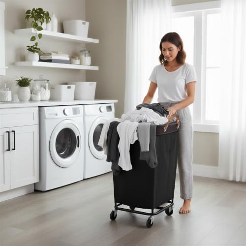 StorageWorks 160L Laundry Basket with Wheels, Rolling Hampers for Clothing - Image 2