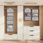Hanging Closet Organizer 6-Shelf, Upgrade Closet Organizers and Storage with 5 Removable Drawers & 4 Side Pockets, Hanging Shelf Organizer for Bedroom or Garment Rack, 12.6'' x 12.6'' x 44.1'', Gray - Image 4