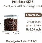 Pop Food Storage Containers Set Airtight Food Storage Containers with Pop Lids, Kitchen Pantry Organization and Storage, Cereal, Rice, Flour, Pasta & Snack Container, BPA Free, 3 x 1.2Qt - Image 4