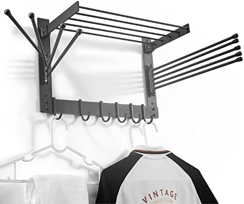 BATODA Wall-Mounted Steel Clothes Drying Rack, Solid Steel, Multi-function by BATODA