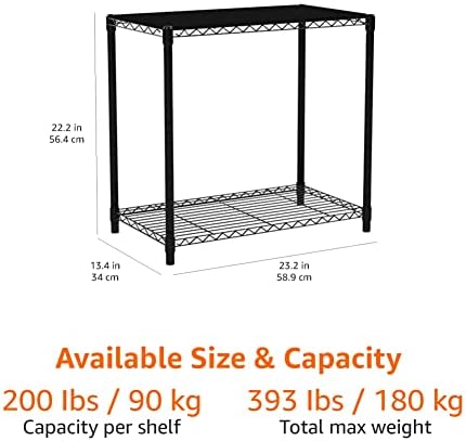 Amazon Basics 2-Shelf Stackable Storage, 13.3" D x 23.2" W x 22.2" H, Black - Image 5