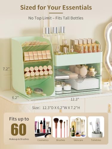 Booklov Small Makeup Organizer for Vanity Countertop, Green - Image 2