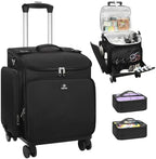 Relavel Rolling Makeup Case, Hair Tools Travel Bag Cosmetology Case on Wheels with 2 Clear Bags, Professional Hairstylist Bag Makeup Artist Storage Train Case Barber Organizer with 360° Spinner Wheels by Relavel