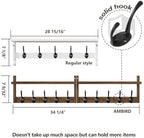 AMBIRD 34.2 inch Wooden Extra-Long Wall Hook Rack with Shelf - Versatile and Decorative Wall-Mounted Storage - 10 Hooks for Hanging Coats, Hats, Scarves - Ideal for Entryways, Bedrooms, Closets - Image 5