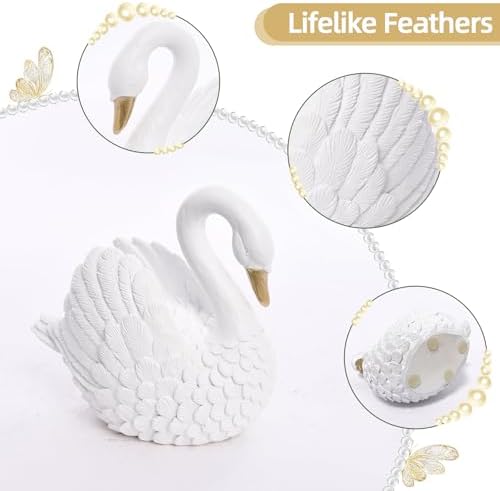 Swan Decorative Bookends,Resin Book Ends for Shelves,Unique White Book Holders,Heavy Duty Swan Decor for Home Office Desk Bookshelf,Set of 2,Gifts for Anniversary - Image 3