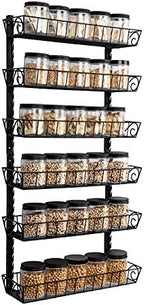 SWOMMOLY Adjustable Wall Mount Spice Rack, 6-Tier Dual-use (Multi-use) Organizer, Black by SWOMMOLY