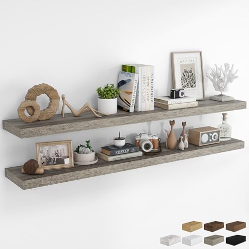 RICHFOCUS 72Inch Floating Shelves for Wall 2Pack, Grey, 8" Deep by RICHFOCUS