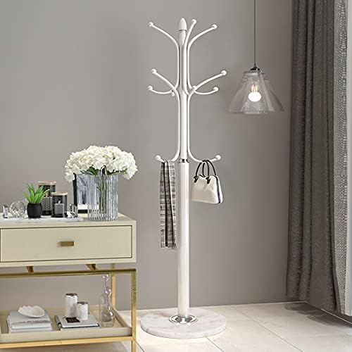 Kertnic Freestanding Coat Rack Stand, Heavy Duty Metal Hall Tree with 12 Hooks, 70 Inch Tall Stable Coat Hanger with 14.6" Natural Marble Base, Entryway Organizer for Coats Bags Hats Purses (White) - Image 2