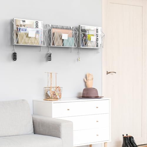YBING Wall File Organizer 6 Pack Mesh Wire Hanging File Holder, White - Image 6