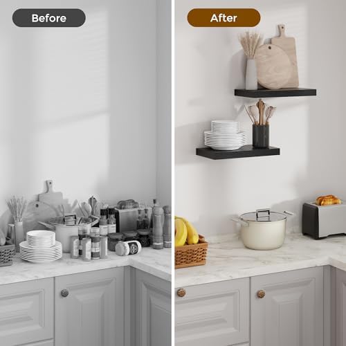16 inch Floating Shelves for Wall, 9.3in Deep Black Shelves - Image 6