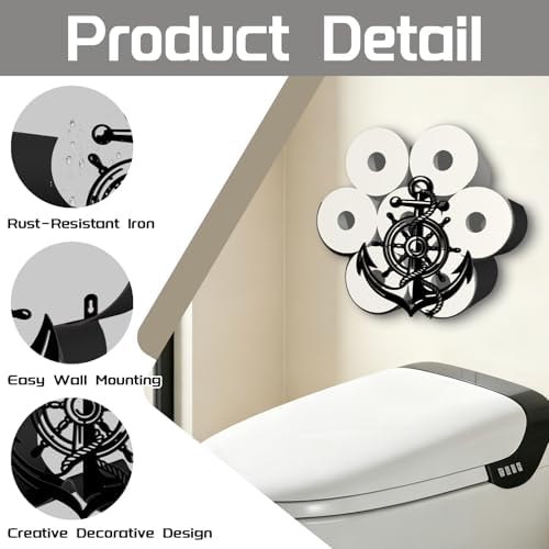Anchor Toilet Paper Holder Wall Mount/Stand for Extra 8 Rolls - Image 3