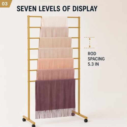 DouSeiAi 7-Tier Movable Scarf Organizer Holder, Metal Hijab Display Stand - Image 3