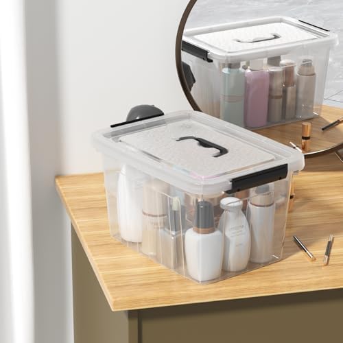 10 Quart Clear Plastic Storage Box Bins with Handle Lids, 4-Pack - Image 6