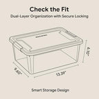 MACOPRO 17QT Craft Storage Box with 2 Removable Caddy Trays, Clear Stackable Plastic Organizer with Lid for Art Supplies, Beads, Sewing Tools, Pens & Kids Toys (White, 1Pack-2-in-1) - Image 4