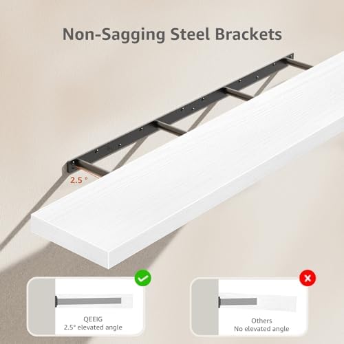 QEEIG Extra Long Floating Shelves for Wall (White, Set of 2, 55.1") - Image 4