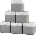 Posprica 11×11×11 Storage Cubes, Collapsible Storage Bins Organizer for Closet, Fabric Storage Box with Cotton Rope Handles, Decorative Storage Baskets for Shelves, set of 6 - White/Gray by Posprica