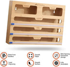 APSARAS USA 5 in 1 Bamboo Foil and Plastic Wrap Organizer for Kitchen Drawer, Ziplock Bag Organizer, Saran Wrap Dispenser with Cutter, Plastic Bag Organizer, Food Storage Bag Organization - Image 4