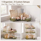 3-Tier Corner Bathroom Counter Organizer with Makeup Brush Holder, Green - Image 7