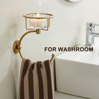 100% Solid Brass Hand Towel Holder for Bathroom Wall – Towel Ring with Candle Holder – Vintage Wall Candle Sconce Bathroom Decor – Antique Brass Towel Holder - Image 2