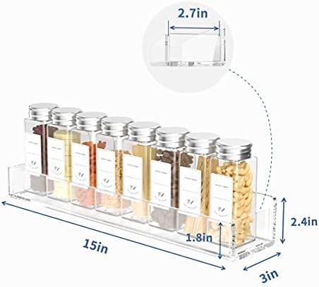 FEMELI Acrylic Wall Mount Spice Rack, 4 Pack 15 Inch - Image 3