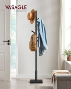VASAGLE Solid Wood Coat Rack, Free Standing, 8 Hooks, 3 Height Options - Image 2