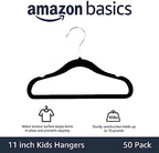Amazon Basics Kids Space Saving Velvet Non-Slip Clothes Hangers with Shoulder Notches for Infant and Toddler, 11.6", Black, 50 Count (Pack of 4) - Image 2