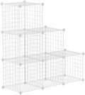 HUBSON Wire Cube Storage Organizer, Book/Toy/Craft/Potted Plants and petCloset Organizers and Storage Shelves, 6-Cube Freely Combinable Metal Grids Storage Shelf, White Iron by HUBSON
