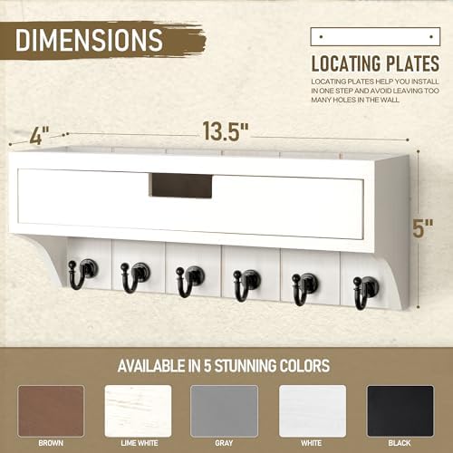 Rebee Vision Key Holder Wall Mount with Drawer for Apartment, Modern White - Image 5
