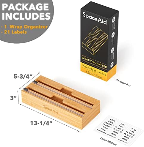 SpaceAid WrapNeat 2 in 1 Wrap Dispenser with Cutter and Labels, SpaceAid Bag Storage Organizer for Kitchen Drawer, (4 Pack) - Image 4