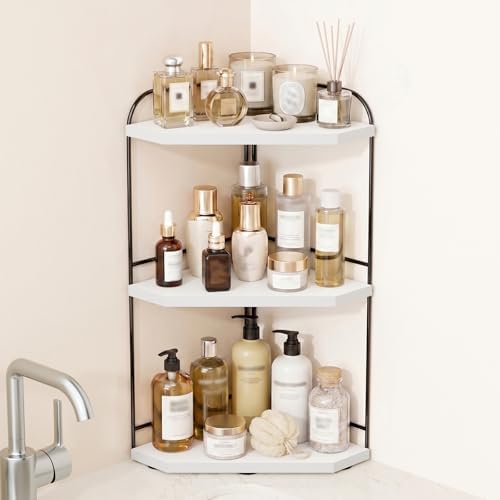 Corner Bathroom Counter Organizer, 3-Tier Wood Countertop Organizer by Unknown