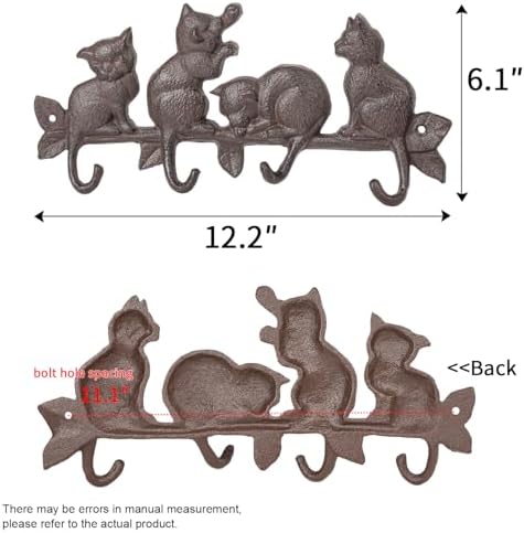 Sungmor Vintage Cast Iron Cats Coat Hook with 4 Hooks - Image 4