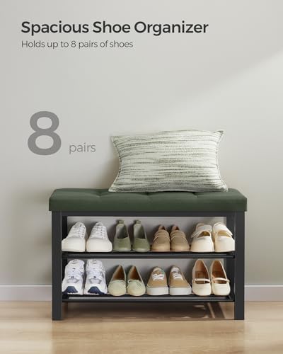 SONGMICS Shoe Bench, Storage Bench, Entryway Bench with Cushion - Image 6